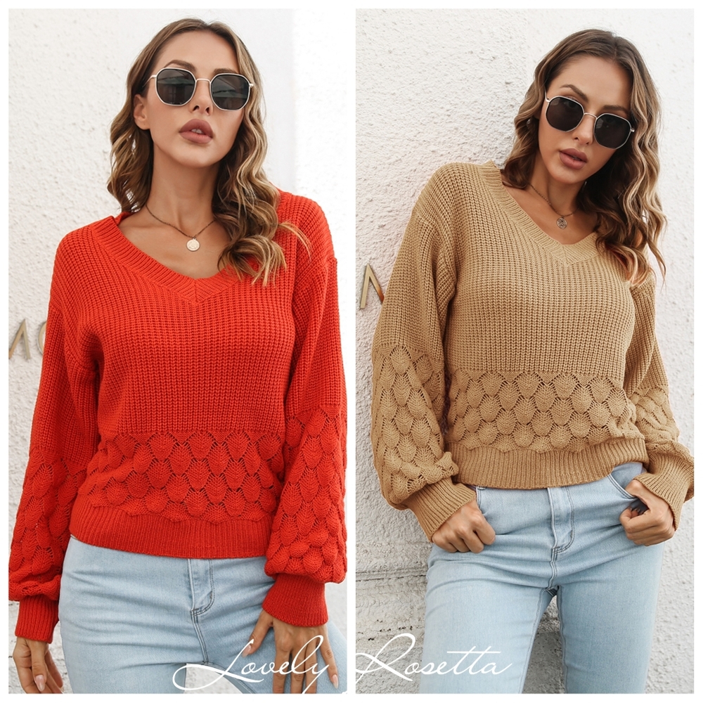 Classic Red V-Neck Long Sleeve Sweater